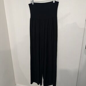 Quince French Terry Wide Legs Pants Size M Black